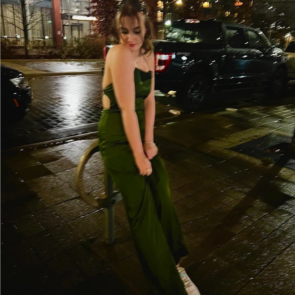 Guess green satin jumpsuit